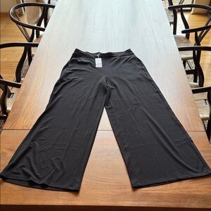 Eileen Fisher Stretch Jersey Knit Black Wide-Leg Pants, size M. NWT